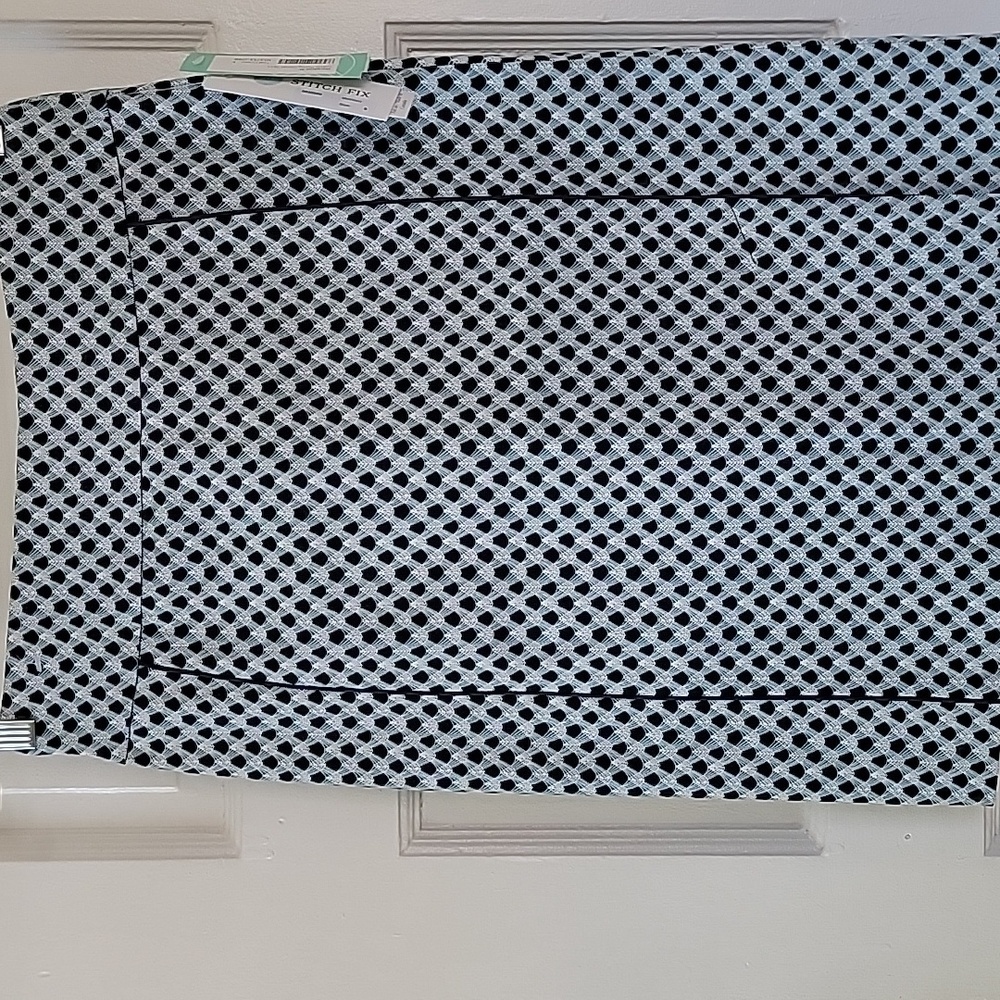 Margaret M Black and White Geometric Pencil Skirt